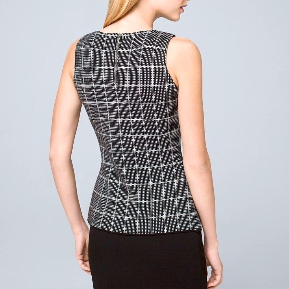 WHBM Windowpane Knit Sweater Bodice Top in Black/Ecru - Picture 15 of 15